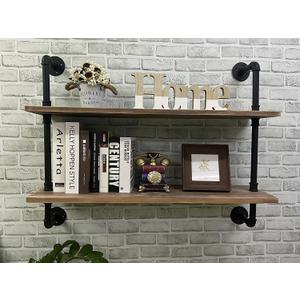 Pipe Shelves Industrial Pipe Shelving Shelves Real Wood Industrial Floating Pipe Shelves with Wood Planks 36 inch Wall Shelves Rustic Hanging Bookshelf Farmhouse Kitchen Bar Shelving (Brown)