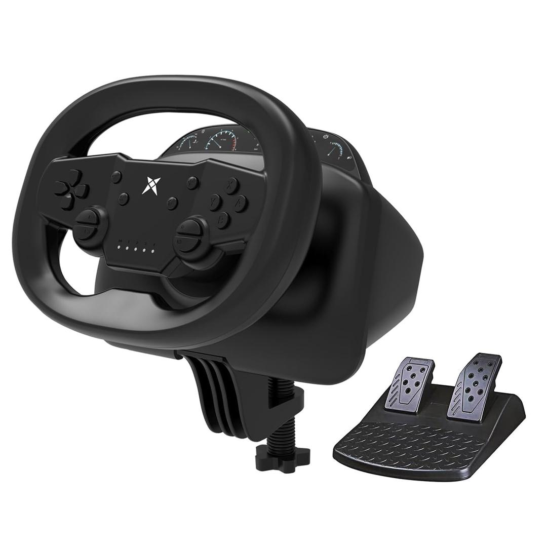 DOYO Gaming Steering Wheel with Pedal, 270 PC Racing Wheel with Dual-Vibration Motors, Wireless Bluetooth Steering Wheel for PC, PS4, Switch, PS3, IOS, Android Racing Games