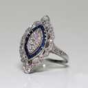 Vintage 925 Sterling Silver Shiny Full Diamond Gemstone Ring 18K Gold Cubic Zirconia Sapphire Cocktail Ring CZ Diamond Multi Row Rings Eternity Engagement Wedding Ring for Women Z.130 (US Code 9)