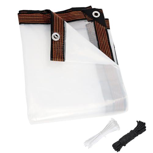 ZYP 8x10 FT Heavy Duty Clear Waterproof Tarps Outdoor Garden Rainproof Covering,Clear Vinyl Tarp with Grommets,Transparent Waterproof Tarpaulin for Covering Henhouse Porch Canopy Plant Camping