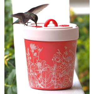Insulated Hummingbird Feeder with Vacuum Technology, Floral Design, Temperature Control for Hot and Cold Weather