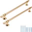 5 Pack Champagne Gold Dresser Pulls - 8.82' Longer Champagne Bronze Kitchen Cabinet Handles - Hole Center 224mm - Modern Drawer Pulls - 11 Inch Decorative Hardware for Dresser Closets