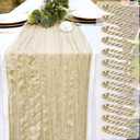 12 Pack Beige Cheesecloth Table Runner 22x120 Inch-Naturally Dyed Colors Sheer Gauze Ivory Cheese Cloth Wedding Table Runner,Rustic Boho Crinkle Fabric, Reception, Bridal Shower,Farmhouse Dining Decor
