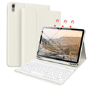 Case with Keyboard Case for iPad Air 7th/6th 11" M3/M2 & 10.9 "Air 5th 4th Gen with Keyboard,Cover with Pencil Holder, Auto Sleep/Wake,Cream White