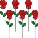YEAHOME Valentines Day Decorations Outdoor, Set of 6 Rose Metal Flowers Decorative Garden Stakes for Valentines Day Decor, Lovely Yard Stakes for Home Lawn Pot Flowerbed Wedding Anniversary (Red)