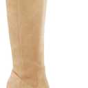 Coutgo Women's Knee High Boots Wide Calf Square Toe Chunky Heeled Pull-on Boot (11)