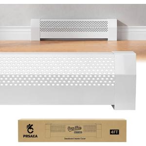 Original 4FT Baseboard Heater Covers with End Caps, Easy Free Base Pro Series Galvanized Steel Slip-On Baseboard Radiator Covers Replacement for Hydronic Hot-Water Systems