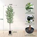 Artificial Olive Tree, 6FT Tall Faux Olive Trees 72in Outdoor Fake Potted Silk Plant with Trunk and Realistic 648 Leaves and 24 Fruits for Modern Office Home Decor Indoor1pack