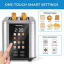 Kenmore 2-Slice Digital Touchscreen Toaster - 900W Stainless Steel, Wide Slots 6 Shade Settings, Bread Presets, Countdown Timer, Reheat & Defrost Functions Compact Countertop Design tostadora digital