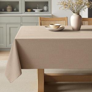 MIULEE Brown Linen Polyester Tablecloth 60x104 Inch Rectangle Table Cloth Waterproof,Stain Resistant for Dining Party Wedding