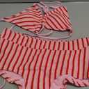 ZAFUL Bikini Sets for Women Boyshort Bathing Suit Halter Triangle Top Bikini with Shorts Set Striped Swimsuit Beach Outfits, Medium