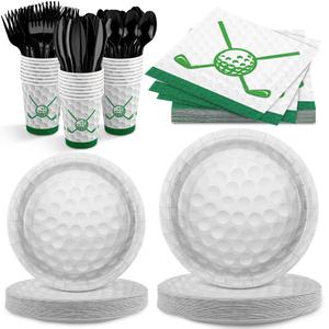 Golf Party Decorations Including Golf Paper Plates Napkins and Cups Disposable Tableware Set for Golf Sports Theme Party Supplies