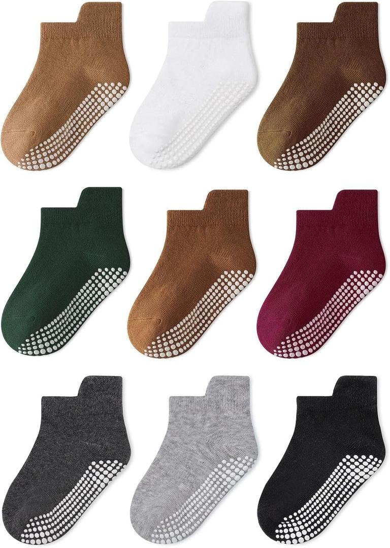 Baby Non Slip Ankle Socks with Grippers for 0 Months-10 Years Old Walking Socks