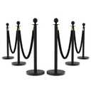 6Pcs Stanchions and Velvet Ropes, Black Stanchions with Retractable Belts, Crowd Control Barriers with Hollow Base, Red Carpet Ropes and Posts for Event & Party Supplies 8m/26.2ft