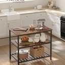 VASAGLE Kitchen Island with 3 Shelves, 39.4 Inches Width Kitchen Shelf with Large Worktop, Stable Steel Structure, Industrial, Easy to Assemble, Rustic Brown and Black UKKI005B01, 39.4"W x 35.4"H