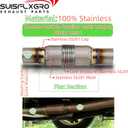 Exhaust Flex Pipe Universal Type 100% Stainless Steel For Heavy Duty and Cars (1 PC, 2X8X12)