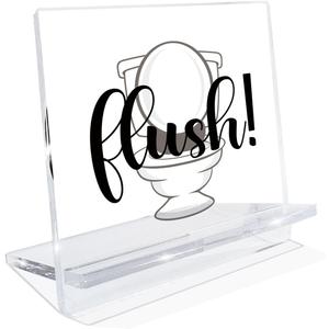 Bathroom Signs, Flush Sign, Decorative Acrylic Desk Sign for Bathroom Restroom Home, Home Tabletop Shelf Counter Decoration, Children Bathrooms Decor 4.3x3.9x2.5 inches