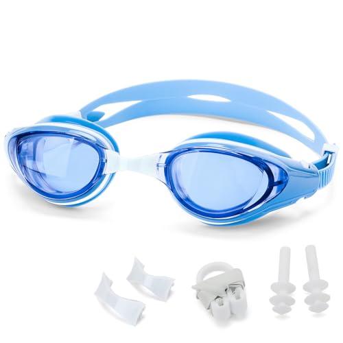 WAVE Nearsighted Swim Goggles,Shortsighted Swimming Goggles for Adults Youth, Anti Fog UV Protection Comfort Fit Silicone Frame