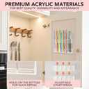 2Pack Acrylic Straw Holder for Cabinet Door with Detachable Double Sided Adhesive Hooks, Straw Organizer Height Adjustable and Reusable