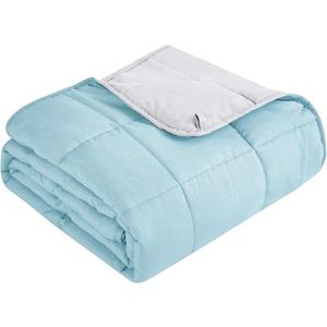 Topcee Weighted Blanket for Adults (15 lbs, 60" x 80") Queen Size Soft Cooling Heavy Blanket Sleeping, Apply to 130-160 lbs Body, Thick Breathable Blanket with Glass Bead, Easy Care (13-light Blue&light Grey)