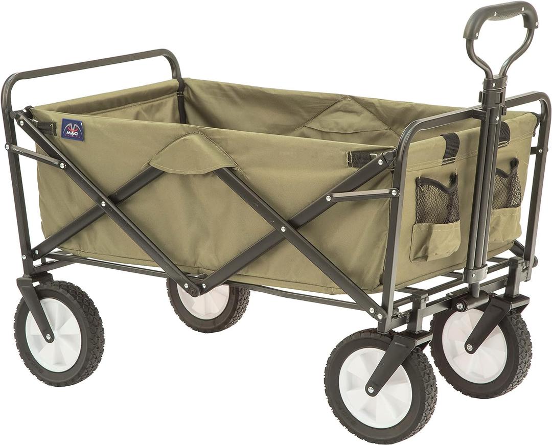 Mac Sports Folding Steel Frame Garden Utility Wagon Cart, Green (for Parts)