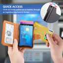 nuoku Mens Wallet, Credit Card Holder for Men, Bifold RFID Blocking Aluminum Slim Wallet for Men with Cash Strap (Brown)