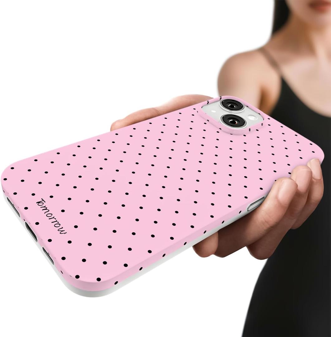 Compatible with iPhone 13 & iPhone 14 Case, with Polka Dot Aesthetics Design Simple Case for Women Girl, Cute Fashion Soft TPU Slim Protection Phone Case for iPhone 14/13 6.1'' - Pink