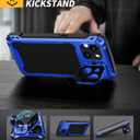 Lanhiem for iPhone 15 Plus Metal Case, [Built-in Camera Kickstand & Glass Screen Protector] Heavy Duty Full Body Military Rugged Shockproof Magnetic Aluminum Alloy Cover for 15 Plus 6.7" (Blue)