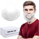500 Pcs Disposable Beard Net Covers with Elastic Bands 18" White Protective Beard Covers for Men Nonwoven Breathable Guards for Food Service Cooking Cleaning