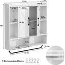 RUSTOWN Rustic Bathroom Wall Storage Cabinet with 2 Barn Doors, White, 31.5"W x 7.1"D x 33.3"H