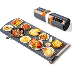 Warming Mat for Food Extra Large 36"x16", 500W Food Warming Mats for Countertop, Food Warmer Trays Chafing Dishes for Buffets Party, 9-Level Temp 12H Timer, Child Lock, Gatherings Portable