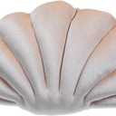 Shell-Decorated Pillows, Soft Velvet Pillows, Sofa Cushions (34*25cm, Khaki)
