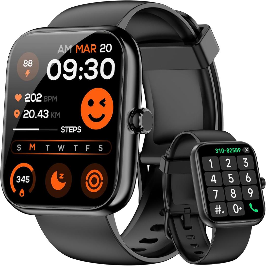 Smart Watch with Alexa Built-in, 1.83" HD Touchscreen Fitness Tracker with Bluetooth, Fitness Watch Heart Rate/Sleep Monitor, 120+ Sport Modes, IP68 Waterproof, Smartwatch for Android iOS (Black)