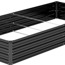 8x4x1FT Galvanized Raised Garden Bed Kit,Vegetable Boxes-Rectangle Metal Flower Box,Large Planter Raised Beds Outdoor Garden for Planting,Fruit,Herb-Black