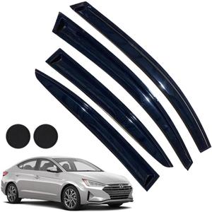 Rain Guards for Hyundai Elantra 2017-2020, Tape-on Side Window Deflectors for Hyundai Elantra, Window Visors for Hyundai Cars,for Hyundai Car Accessories 4 Rain Guards 2 Car Coasters