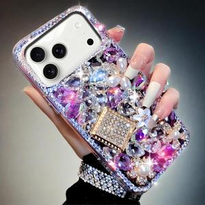 Compatible with iPhone 17 Pro Max Case Cute Bling Glitter Diamond - Luxury Designer Girly Aesthetic Rhinestone Cover for Women, Sparkle Glam Protection
