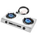 Dr.Camp 30000 BTU 2 burner outdoor garden camping camp hiking propane stove cooker grill with CSA listed regulator and gas hose, gray color