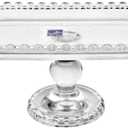 Luxshiny Footed Fruit Serving Tray: 9.7" European Style Dessert Display Platter for Fruits Snacks and Appetizers - Decorative Serving Tray for Parties Weddings and Home Decor (24.8x12.8cm) Glass