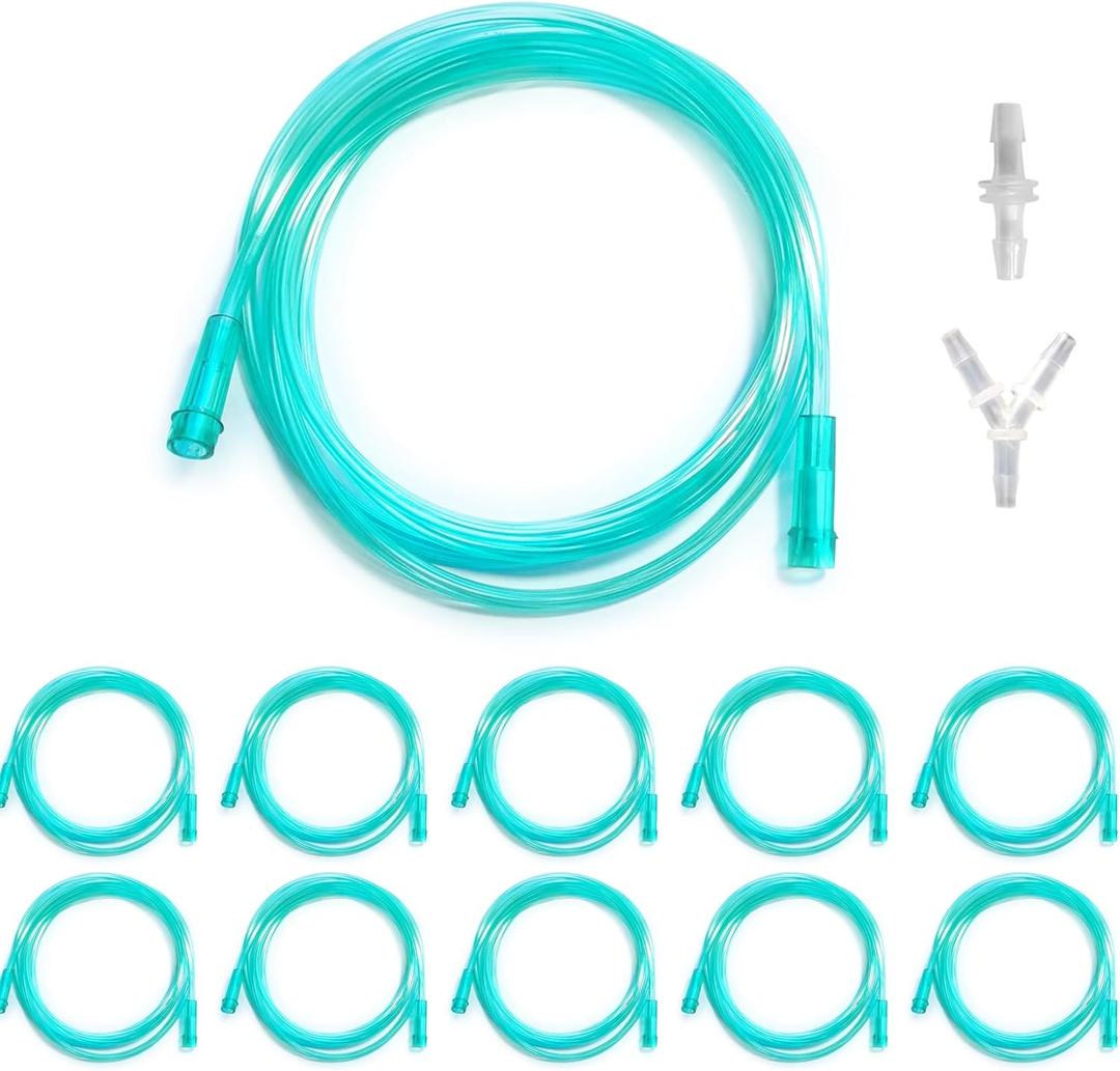 10 Packs, Each 6.56 ft(2 m) Kink Resistant Oxygen Tube, with Inner 6-Channel Design, Including Y and Straight Connectors