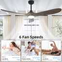 Ceiling Fan with Lights, 72'' Solid Wood Indoor/Outdoor Ceiling Fan with Quiet Reversible DC Motor, Control with WIFI Alexa App, 3CCT Dimmable, 6 Speeds Dark Brown Outdoor Fan for Patio Porch