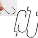 50PCS Fishing Offset Worm Hooks Round Bend Offset Worm Hooks Wide Gap Hooks with Barbed Shank 2# 6# 1/0-5/0