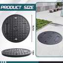 Round Manhole Cover 20 Inch, Hook, Black Recessed Lid
Composite Lid with Steel Reinforcement Corrosion Resistant, for Septic Tank Well, Non-slip Surface, Stainless Steel Hook