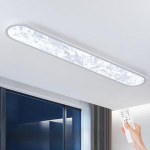 ADISUN Modern LED Ceiling Light, 47in Dimmable Linear Ceiling Light, Remote Control, Close to Ceiling Light Fixtures with 3D Cloud and Fog Design for Living Room Kitchen Dining Room (White), 1 Pack