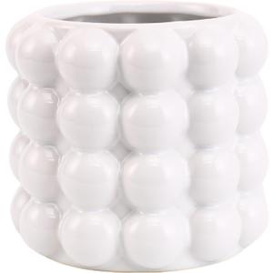 Bubble Vase, White Ceramic Vase, Small Short Vase, Ceramic Flower Vases for Home Decor, Decorative Vases for Living Room, Bedroom, Office, Shelf, Coffee Table, 5 Inches (Medium)