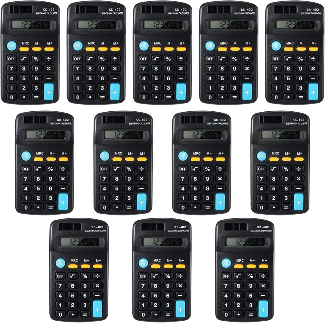 Fiada 12 Pieces Pocket Size Mini Calculators Handheld Angled 8-Digit Display Calculators Basic Standard Small Accounting Desktop Supplies for Office School and Home