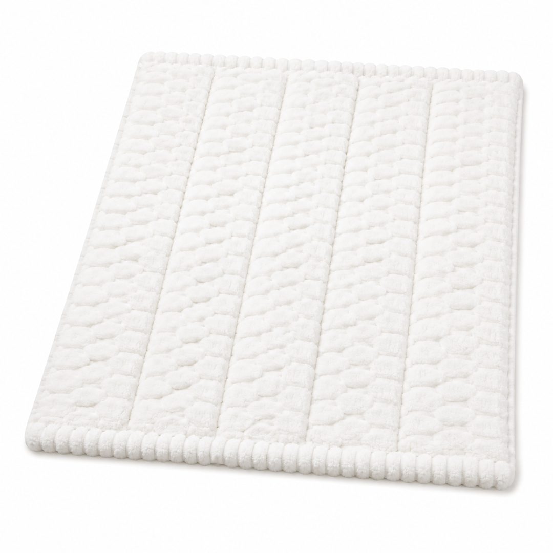 White Bathroom Rug 22x25" - Non-Slip Plush Small Bath Mat, Highly Absorbent & Ultra Soft Fluffy Floor Mat, Machine Washable for Shower and Tu