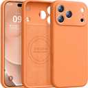 Ktele Magnetic for iPhone 17 Pro Max Case [Compatible with Magsafe] [Premium Silicone Satin-Smooth Touch] Slim Shockproof Anti-Scratch Microfiber Lining Case, 6.9 inch, Bright Orange