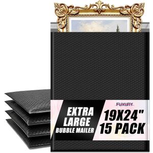 Fuxury Bubble Mailers 19x24" 15 Pack Black Large Padded Envelopes, 19x24" 15PC