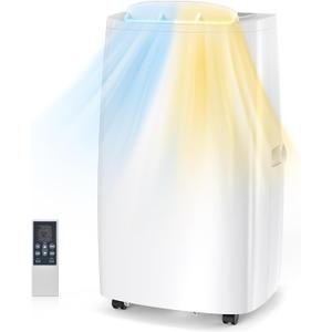 Air Choice 14000 BTU Portable Air Conditioner, 4-in-1 Air Conditioner Portable for Room Up to 700 Sq.Ft. with Remote, Auto Swing, Quiet AC Unit as Heater Dehumidifier Fan, 24H Timer, Window Kit, White