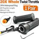 Full Twist Throttle for Speedrid, Upgrade 12-72V Wide Voltage 3 Pin EBike Throttle Grips with Waterproof Connector, for Electric Bikes & Scooters, 22.2mm Handlebar Compatible